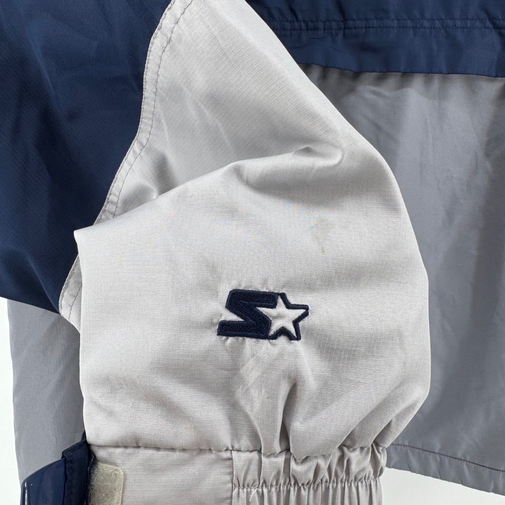 VTG Starter Hooded Windbreaker Jacket Men 3XL Navy Blue Grey Fleece Lined Sporty - Picture 14 of 16